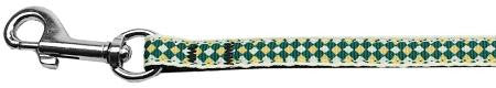 Green Checkers Nylon Dog Leash 3-8 wide 4Ft Lsh