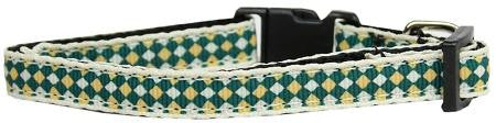 Green Checkers Nylon Dog Collar Sm