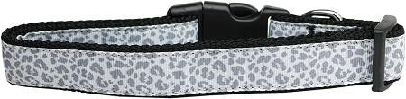 Silver Leopard Nylon Dog Collar Large