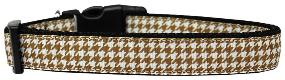 Brown Houndstooth Nylon Dog Collar Large