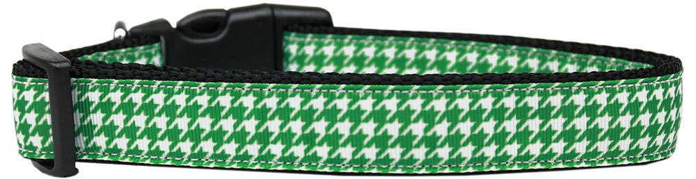 Emerald Green Houndstooth Nylon Dog Collar Medium