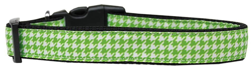 Lime Green Houndstooth Nylon Dog Collar Large