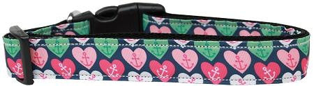 Anchor Candy Hearts Nylon Dog Collar Medium