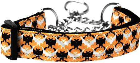 Bat Argyle Nylon Dog Collar Large Martingale