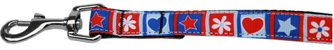 Stars and Hearts Nylon Pet Leash 1in by 4ft