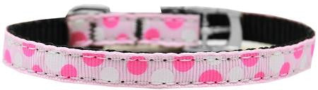 Confetti Dots Nylon Dog Collar with classic buckle 3-8" Light Pink Size 14