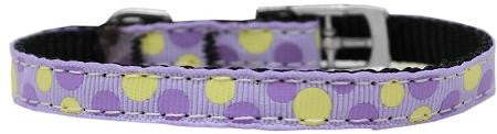 Confetti Dots Nylon Dog Collar with classic buckle 3-8" Lavender Size 14