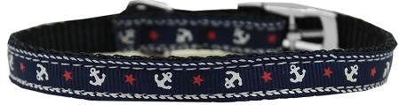 Anchors Nylon Dog Collar with classic buckle 3-8" Blue Size 12