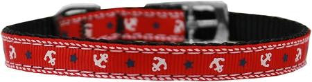 Anchors Nylon Dog Collar with classic buckle 3-8" Red Size 10