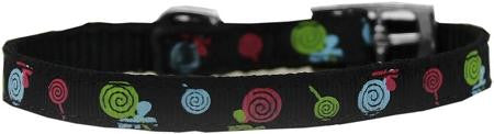 Lollipops Nylon Dog Collar with classic buckle 3-8" Black Size 16