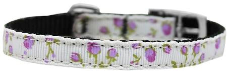 Roses Nylon Dog Collar with classic buckle 3-8" Purple Size 10