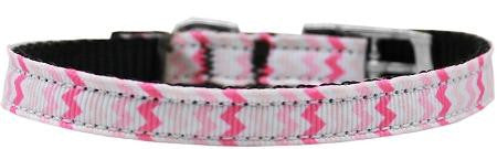 Sweet Chevrons Nylon Dog Collar with classic buckle 3-8" Size 10