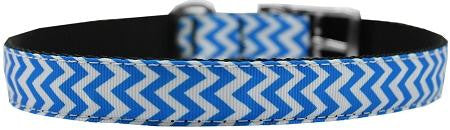 Chevrons Nylon Dog Collar with classic buckle 3-4" Blue Size 24