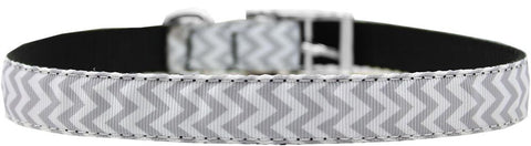 Chevrons Nylon Dog Collar with classic buckle 3-4" Grey Size 26