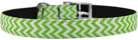 Chevrons Nylon Dog Collar with classic buckle 3-4" Lime Green Size 18