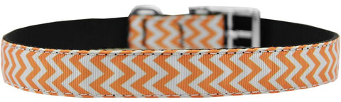 Chevrons Nylon Dog Collar with classic buckle 3-4" Orange Size 18