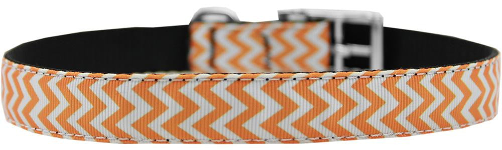 Chevrons Nylon Dog Collar with classic buckle 3-4" Orange Size 20