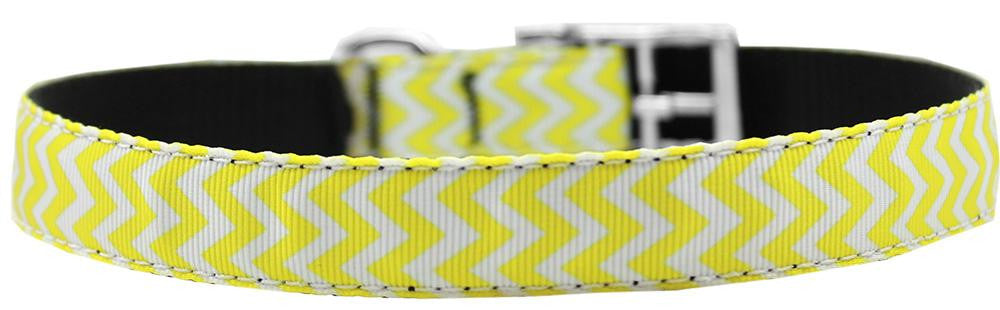 Chevrons Nylon Dog Collar with classic buckle 3-4" Yellow Size 22