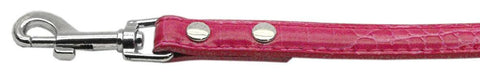 18mm  Two Tier Faux Croc Collar Pink 3-4" Leash