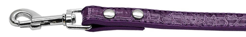 18mm  Two Tier Faux Croc Collar Purple 3-4" Leash