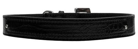 18mm  Two Tier Faux Croc Collar Black Medium