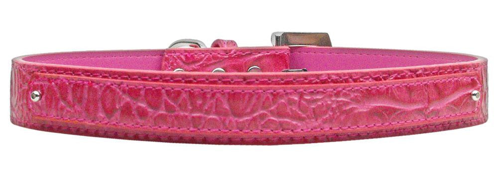 18mm  Two Tier Faux Croc Collar Pink Medium