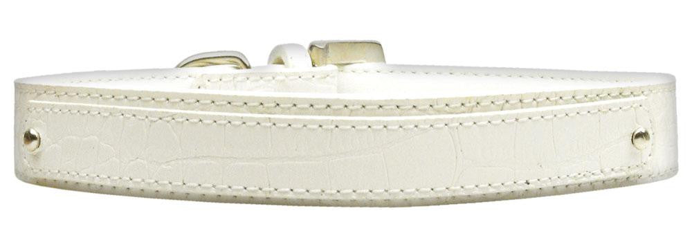 18mm  Two Tier Faux Croc Collar White Medium