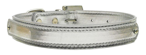 3-4" (18mm) Metallic Two-Tier Collar  Silver Medium