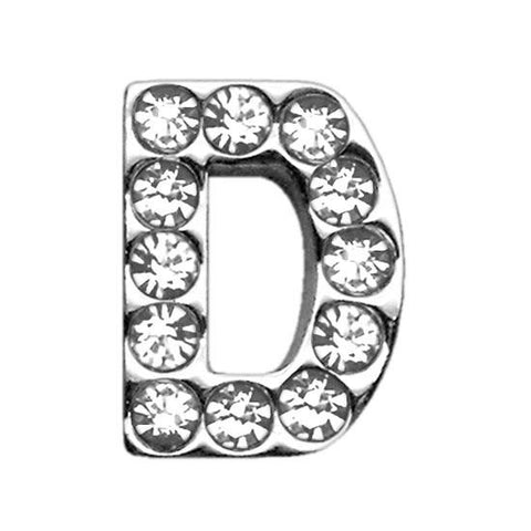 3-4" (18mm) Clear Letter Sliding Charms D 3-4 (18mm)