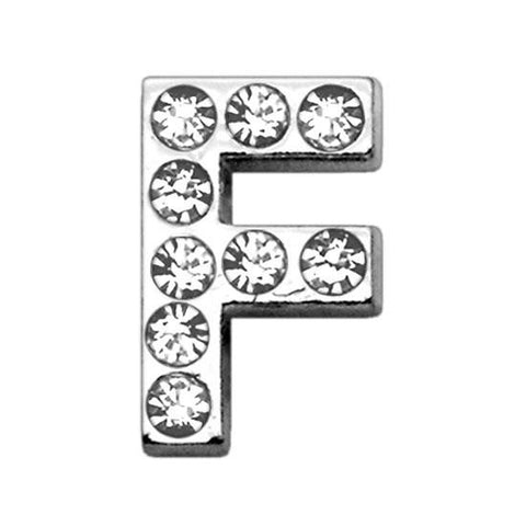 3-4" (18mm) Clear Letter Sliding Charms F 3-4 (18mm)