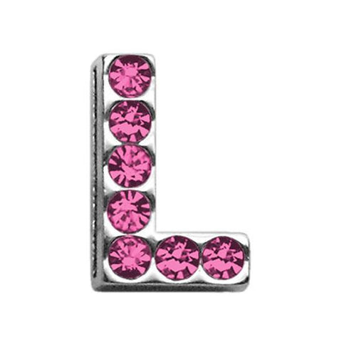 3-4" (18mm) Pink Letter Sliding Charms L 3-4 (18mm)