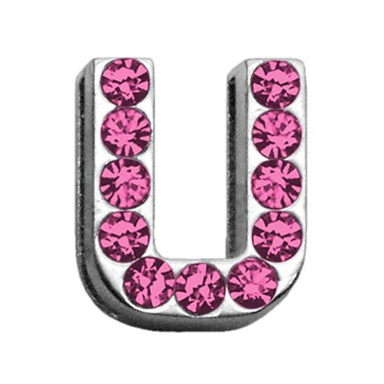 3-4" (18mm) Pink Letter Sliding Charms U 3-4 (18mm)