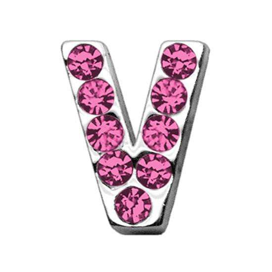 3-4" (18mm) Pink Letter Sliding Charms V 3-4 (18mm)