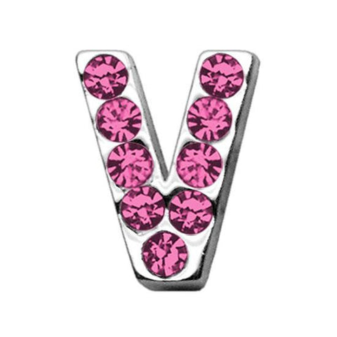 3-4" (18mm) Pink Letter Sliding Charms V 3-4 (18mm)