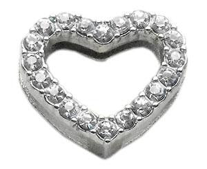 3-4" Slider Heart Charm Clear 3-4" (18mm)