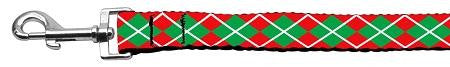 Christmas Argyle Nylon Ribbon Leash 1 inch wide 4ft Long