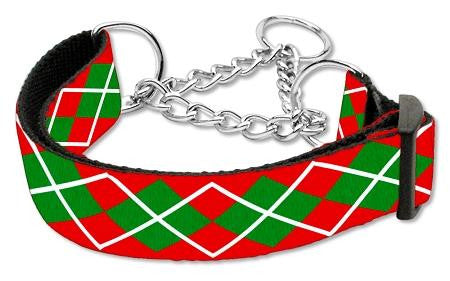 Christmas Argyle Nylon Ribbon Collar Martingale Medium