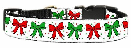 Christmas Bows Nylon Ribbon Collar Large