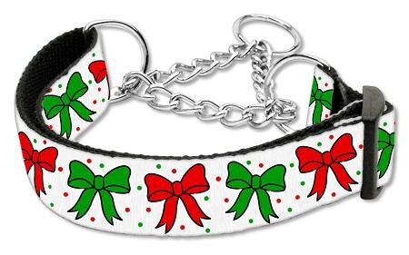 Christmas Bows Nylon Ribbon Collar Martingale Medium