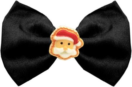 Santa Face Chipper Black Pet Bow Tie