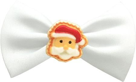 Santa Face Chipper White Pet Bow Tie