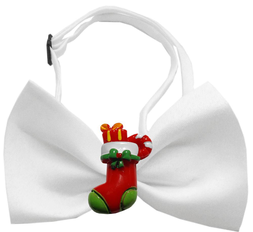 Stocking Chipper White Pet Bow Tie