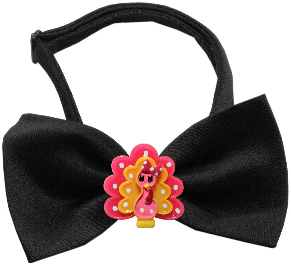 Pink Turkey Chipper Black Bow Tie