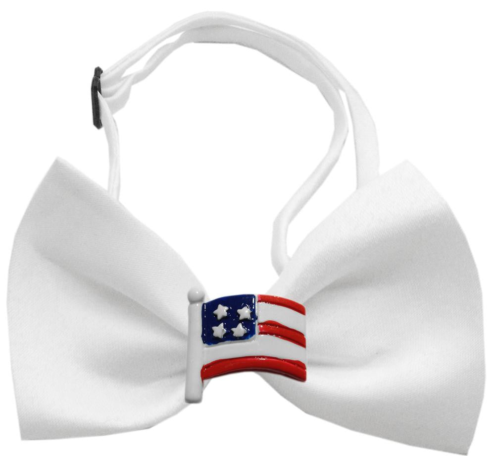 American Flag Chipper White Bow Tie