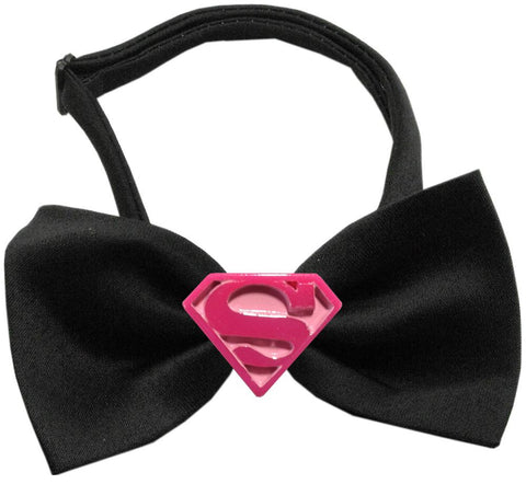 Pink Super Chipper Black Bow Tie