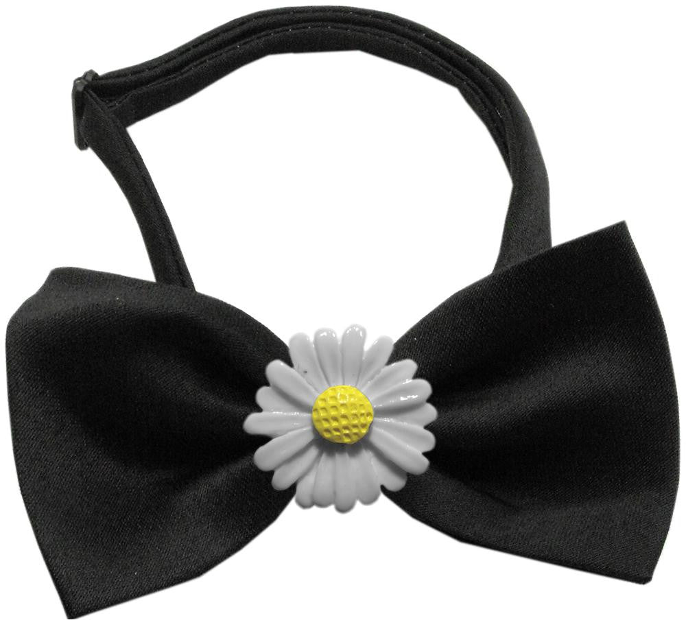 White Daisies Chipper Black Bow Tie