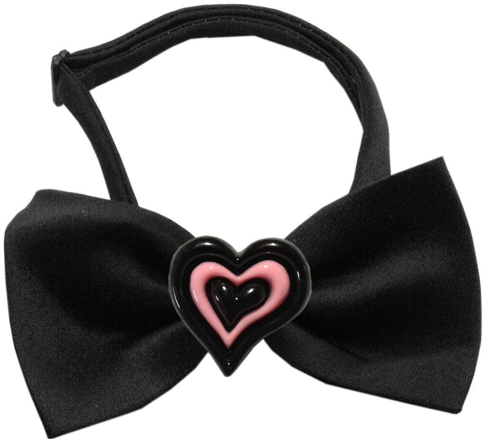 Black and Pink Hearts Chipper Black Bow Tie