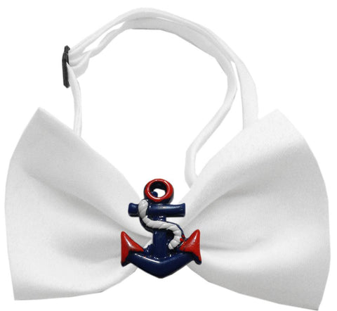 Patriotic Anchors Chipper White Bow Tie