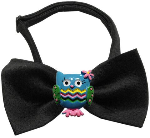 Blue Owls Chipper Black Bow Tie