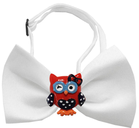 Patriotic Owls Chipper White Bow Tie